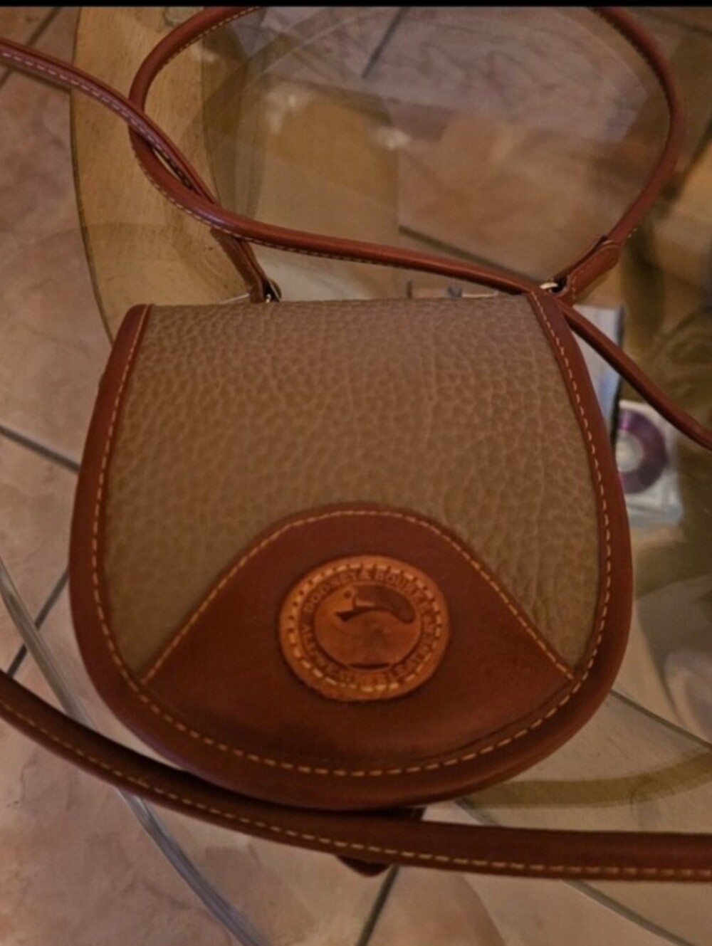 Dooney & Bourke Belt Bag Tan Beige Pebbled Leather Saddle Crossbody